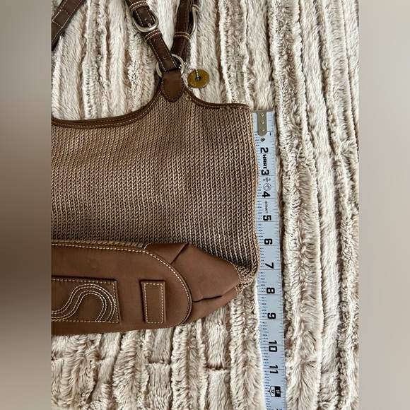 THE SAK Brown Crochet /Knit Square Shoulder Purse Bag - Picture 9 of 12